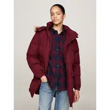 Tommy Hilfiger Steppjacke "TJW MIDI ALASKA FAUX FUR", Damen, Gr. S (36), rot (deep rouge), Web, Obermaterial: 100% Polyester. Futter: 100% Polyester, unifarben, normal hüftbedeckend, Bündchen mit Klettverschluss, Jacken Steppjacke, mit Fellimitat