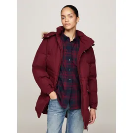 Tommy Hilfiger Steppjacke "TJW MIDI ALASKA FAUX FUR", Damen, Gr. S (36), rot (deep rouge), Web, Obermaterial: 100% Polyester. Futter: 100% Polyester, unifarben, normal hüftbedeckend, Bündchen mit Klettverschluss, Jacken Steppjacke, mit Fellimitat