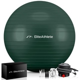 EliteAthlete Gymnastikball Sitzball Büro ergonomisch mit Anti Burst System - Fitness Yoga Schwangerschaft - Schwangerschaftsball Fitnessball Yogaball - Yoga Ball inkl. Luftpumpe - Forest 55cm