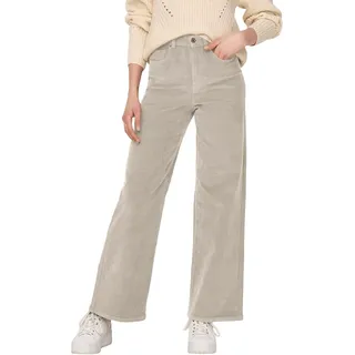 Only Damen Cordhose ONLHOPE GLOBAL EX Relaxed Fit Relaxed Fit Beige 15263179 Hoher Bund Reißverschluss W 42 L 32