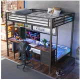stilvora Hochbett 140 X 200 Cm, Doppelbett Mit Schreibtisch, Schubladen, Regalen, Gitter, Led Und Usb, Ohne Matratze