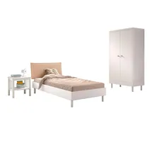 58 aufm Kessel JUGENDZIMMER SET 90x200 Keeley Buche Weiß Holz Schrank Komfort Stabil