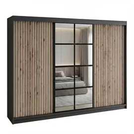 A&J MöbelLand Schiebetürenschrank NORIVO 200 x 210 x 60 cm Schwarz