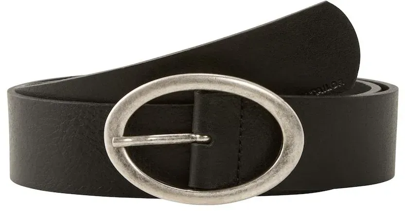 TOM TAILOR Damen TTRUBY Ledergürtel mit ovaler Dornschließe, schwarz, Uni, Gr. 85