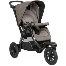 Chicco Activ3 Kinderwagen mit 3 Rädern, leicht zu fahren in jedem Gelände, breiter Sitz, verstellbare Rückenlehne, praktischer Verschluss, verstellbare Stoßdämpfer, 0 Monate+, Dark Beige