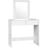 Woltu Schminktisch Weiß, 2 Schubladen, Rechteckig, 80x132.5x39.5 cm, Schlafzimmer, Schminktische