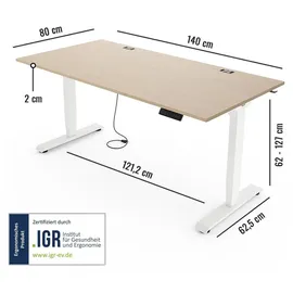 Yaasa Schreibtisch Desk Essential 140 x 80 cm Eiche hell/Weiß