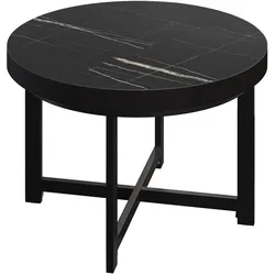 BO | Bistro Tisch | Ø60xH54cm | 50mm | Schwarzer Rand | Schwarz Marmor/ Schwarz