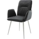 DELIFE Polsterstuhl Vinja-Flex, 4-Fuß konisch Edelstahl Echt-Leder Schwarz schwarz 62 cm x 90 cm x 65 cm