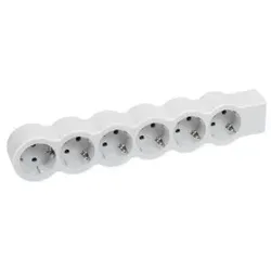 Legrand 694579 Flache Steckdosenleiste 6x Steckdose, ohne Kabel Kabel Farbe: Ultraweiß/Grau