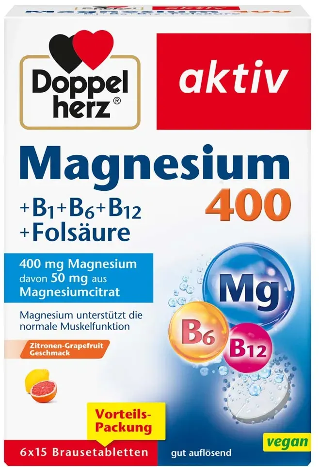 Doppelherz Magnesium 400+B1+B6+B12+Folsäure BTA 6X15 St