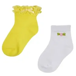 Mayoral 2er Set Socken Blumen Zitrone, Newborn (0 - 6 Monate)