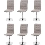 Hhg - 6er-set Esszimmerstuhl 105, Stuhl Küchenstuhl, Höhenverstellbar Drehbar, Stoff/textil Mvg Creme-grau