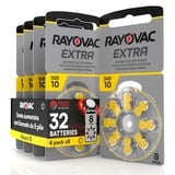 32 Hörgerätebatterien Rayovac Extra Size 10. - 4 Blister mit 8 Batterien