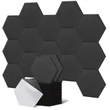 Lavedas 12 Stück Akustikplatte 30 x 26 x 1.2cm Schallschutzplatten Schalldämmung Deckenpaneele Schwarz Silbergrau Weiß Selbstklebend Hexagon Akustikplatten Akustikpaneele