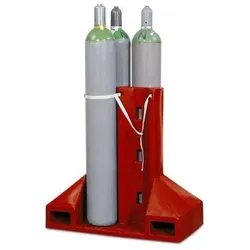 Gasflaschenpalette aus Polyethylen (PE), für 4 Gasflaschen mit max. Ø: 230 mm, mit Zurrband