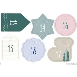 Folia Adventskalender-Set BASIC, Stoffbeutel, 49-teilig, Beutelgröße 10x13cm, mit Motivdruck