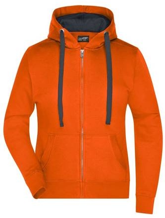 Ladies' Hooded Jacket Premium Sweat-Jacke mit Bionic®-Finish orange/grau, Gr. XXL