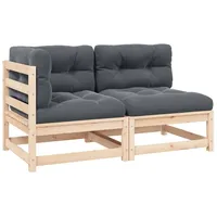 vidaXL Garten-Lounge-Set 2-tlg. Kiefer Massivholz silber