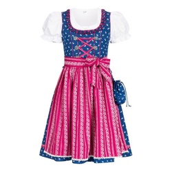 Nübler Dirndl Mädchen Dirndl im traditionellen Stil Kinder Trachten, Blau (Dirndl Set DEMI, 3-tlg., Dirndl Kleid mit Bluse und Schürze) Kinder Tracht im bayerischen Stil – Trachtenmode Kinder 104