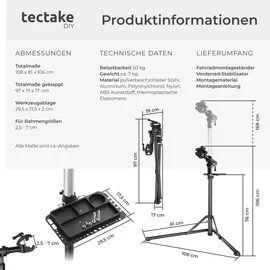 Tectake Fahrradmontageständer Aluminium/Stahl grau 50 kg klappbar