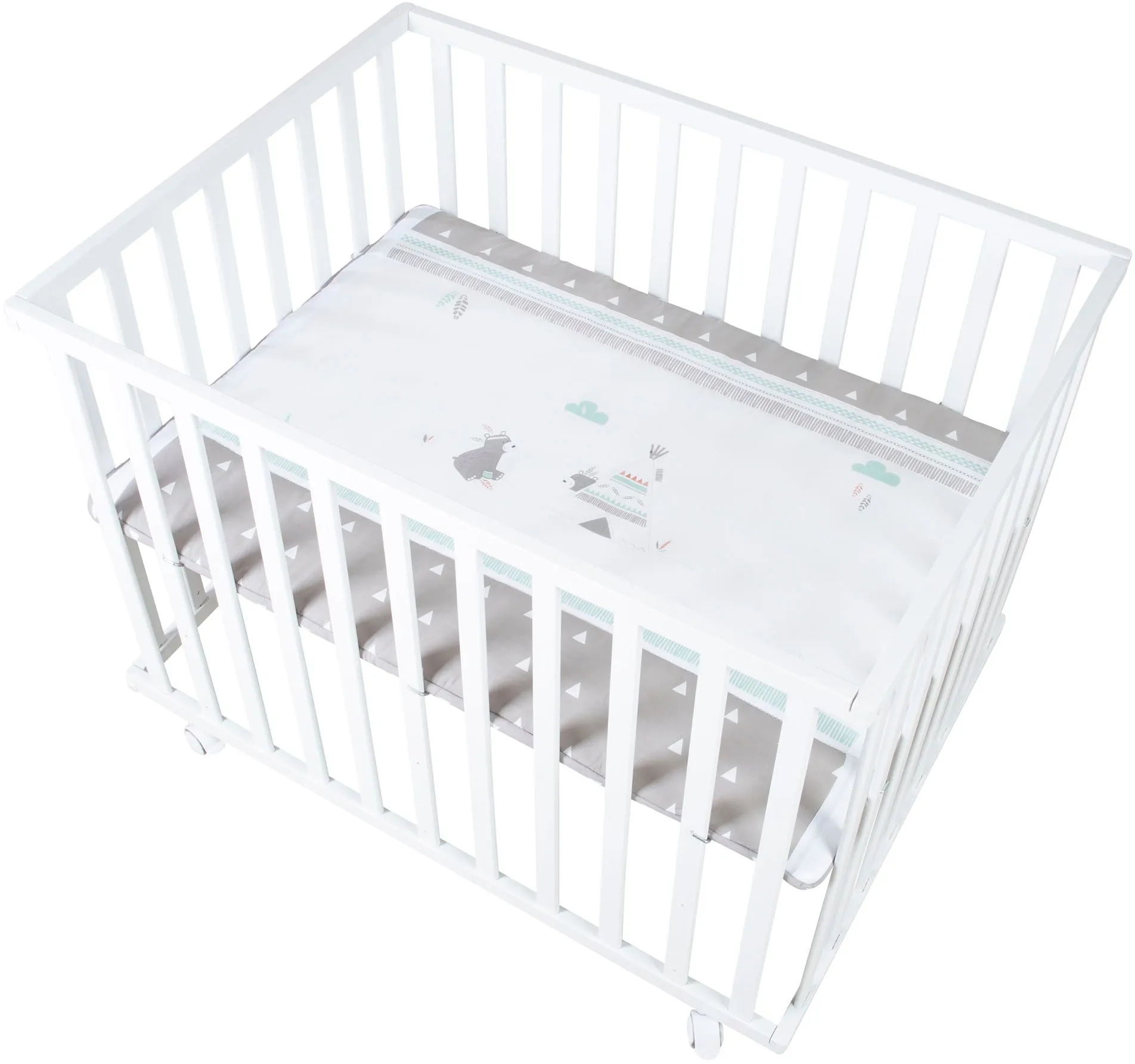 Laufgitter ROBA "Indibär weiß, 100x75 cm" weiß Baby Laufställe Laufgitter mit Stoffeinlage