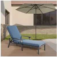 OKWISH Gartensofa Verstellbarer Patio-Liegestuhl Aluminium Baumwollkissen, Loungebett 1 Teile, verstellbare, Aluminiumpool-Chaise Lounge Möbel blau