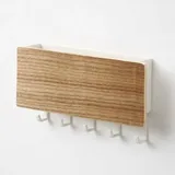 Schlüsselschrank, Hölzerner Briefhalter Und Haken Für Schlüsselbox, Wandmontierter Schlüsselhalter Aus Porenfreiem Holz, 5 Holzhaken Mit 5 Kunststoffhaken, Kombinationsclip