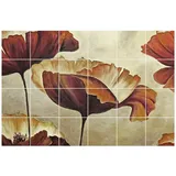 Tulup Fliesenaufkleber Fliesenaufkleber Künstlerische Blumenkompositionen Fliesensticker 20 cm x 20 cm