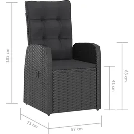 vidaXL Polyrattan Garten-Essgruppe 9-tlg. schwarz inkl. Auflagen 3059342