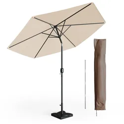 Oskar Sonnenschirm 270cm Set beige inkl Schutzhülle + Ständer Gartenschirm
