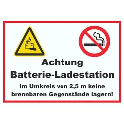 Achtung Batterie Ladestation Schild A2 (420x594mm)
