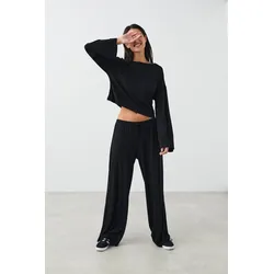 Gina Tricot - drawstring wide trousers - Weite hosen - Schwarz - XS - Dame - Schwarz - XS