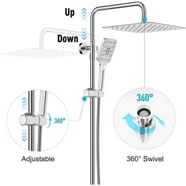 Rainsworth Duschsystem mit Thermostat Chrom Silber 30 * 30cm