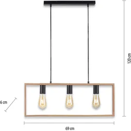 just light. Franky 3-flg. E27 69 x 120 cm rechteckig schwarz