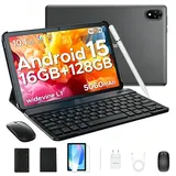 DOOGEE U10 Android Tablet mit Tastatur, Stift, Maus, 10 Zoll, 128GB ROM AI Tablet (10.1", 128 GB, Android 15, WIFI, 5060mAh, Widevine L1, WiFi6, Face ID, Kinder Tablet) grau