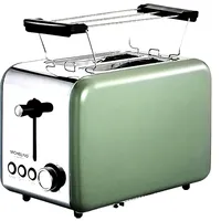Michelino 2-Scheiben Toaster grün - silber Retro Brötchenaufsatz