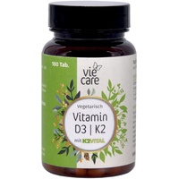 Viecare Vitamin D3 K2 hochdosiert (180 Tabletten) – Vitamin D3 mit 5.000 I.E. und Vitamin K2 Kappa K2VITAL® mit mindestens 99,7% All-Trans Gehalt