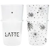 Bastion Collections Geschirr-Set Latte Macchiato Glas 2er Set - LATTE/FLOWER - transparent