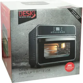 expo-bˆrse gmbh Deski Hot Kitchen Design Ofen Heißluft Fritteuse 15 Liter schwarz 1600 Watt 3in1 Multifunktion