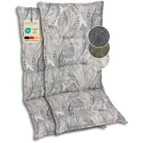 GO-DE Textil Bequeme und attraktive Polsterauflagen für Hochlehner-Gartenstühle (2er-Set, Blattmotiv groß Natur, Hochlehner)