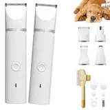 Die Stressfreie 4-In-1 Hundeschermaschine, Schermaschine Hund Leise Mit 4 Größen Trimmerkopf, Hund Schermaschine Langhaar, Wasserdicht, Akku (2PCS)