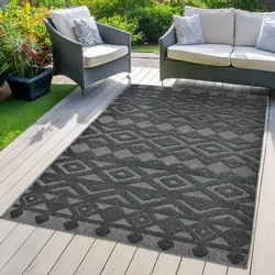 Teppich "Askja Outdoor" Gr. 6, grau (anthrazit), B:200cm H:12mm L:300cm, Kunstfaser, LEGER HOME BY LENA GERCKE, Teppiche, Hoch-Tief Effekt, Teppich im Boho Stil, Outdoor geeignet