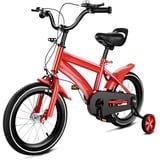 UESUENYENS 14 Zoll Kinderfahrrad,Jungen Fahrrad Mädchenfahrrad Rad Bike Unisex, 3-6 Jahre Laufrad mit Stützräder,eine Kombination aus Vorder- und Hinterradbremse (Rot)