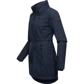 Ragwear Damen, Wintermantel Warmer Parka lang wasserdicht mit Abnehmbarer Kapuze Dakkota Navy Gr. M - M