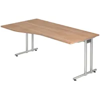 Bümö Schreibtisch Serie-N - Nachbildung: Nussbaum, Holzwerkstoff, Nachbildung,Nussbaum, L-Form,