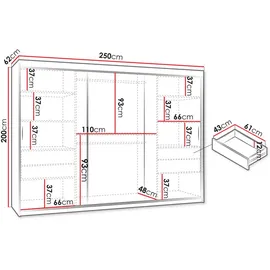 Mirjan24 Schwebetürenschrank Selfie 250 x 200 x 62 cm Beige
