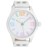 Oozoo Armbanduhr Basic Line mit Lederband 47 MM Bunt/Weiß C1085