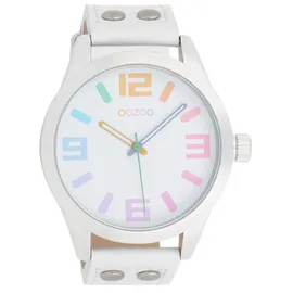 Oozoo Armbanduhr Basic Line mit Lederband 47 MM Bunt/Weiß C1085