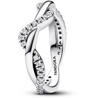 PANDORA Timeless Funkelnde Verschlungene Welle Ring aus Sterling Silber mit Cubic Zirkonia, Größe 52, 193098C01-58